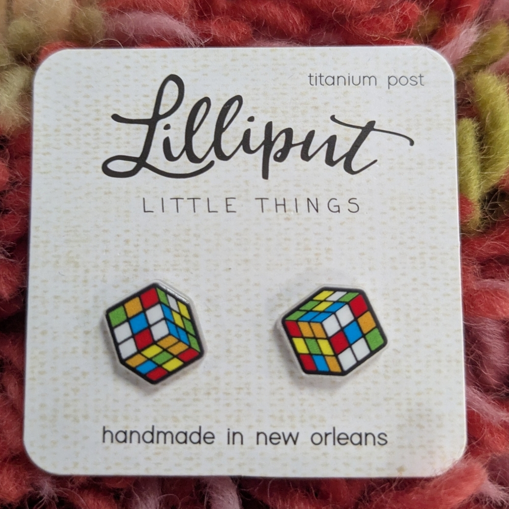 Lilliput Rubik's Cube Earrings